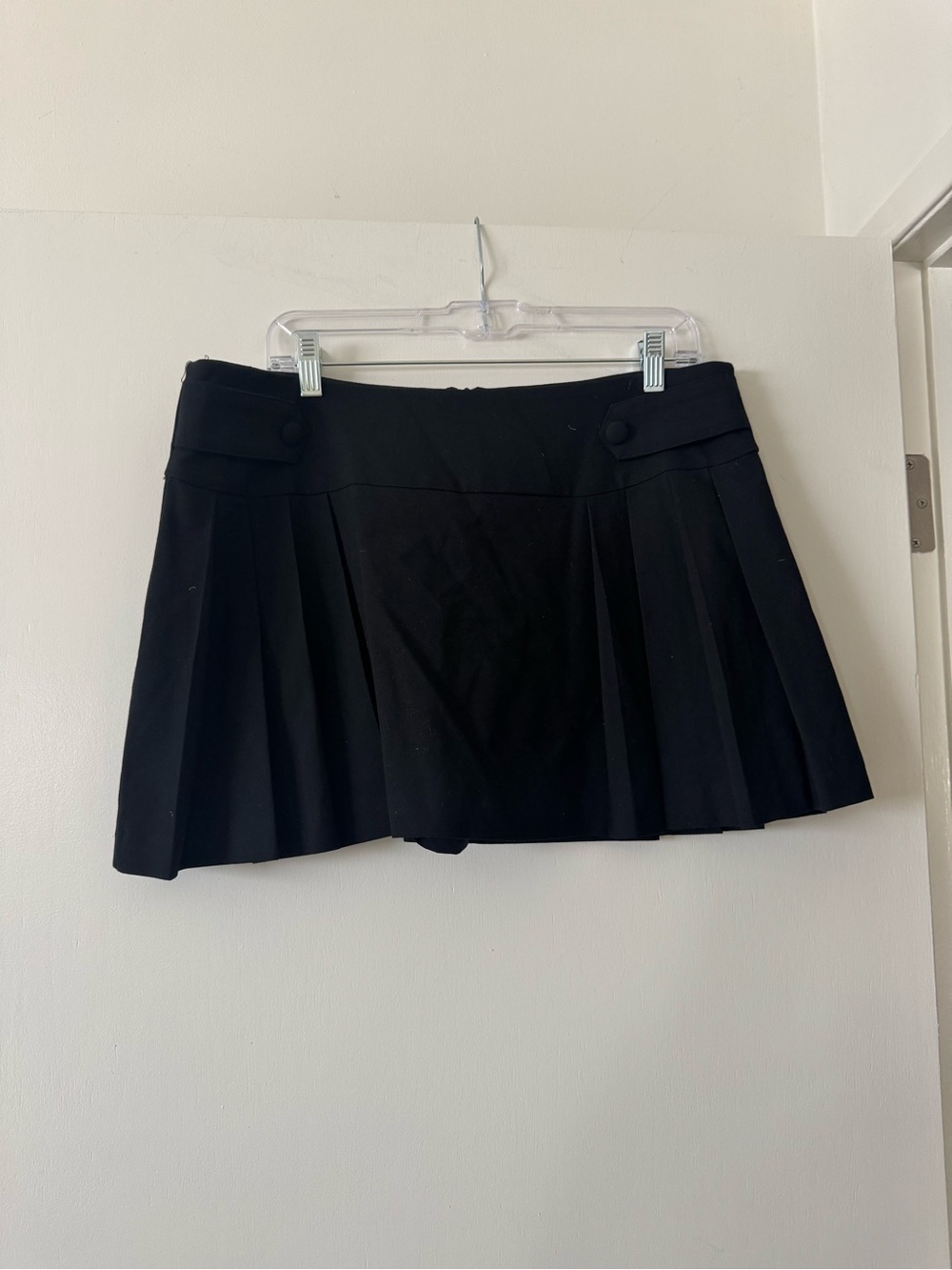 Zara Black Pleated Mini Skirt with Button Tabs